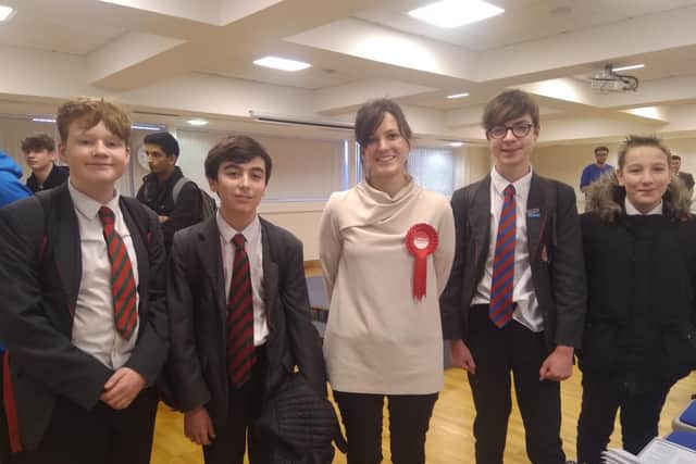 Chichester Free School politics club students with Jay Morton, Labour party candidate
