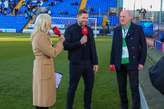Chi chairman Andy Bell chats to BT Sport's Lynsey Hipgrave and Grant Holt / Picture by Jordan Colborne