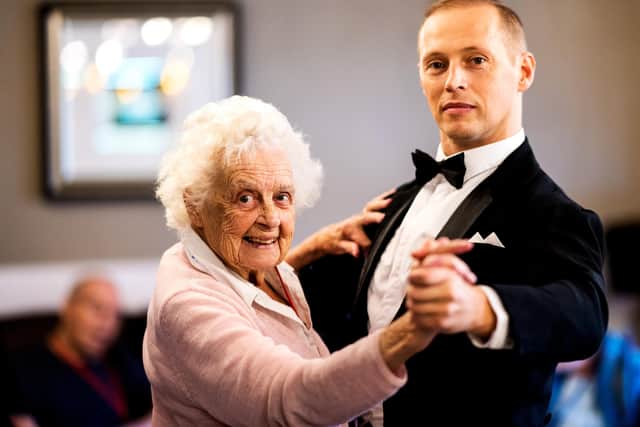 A ballroom dancer entertaining residents at Caer Gwent. Picture: Andy Whitman, Guild Care