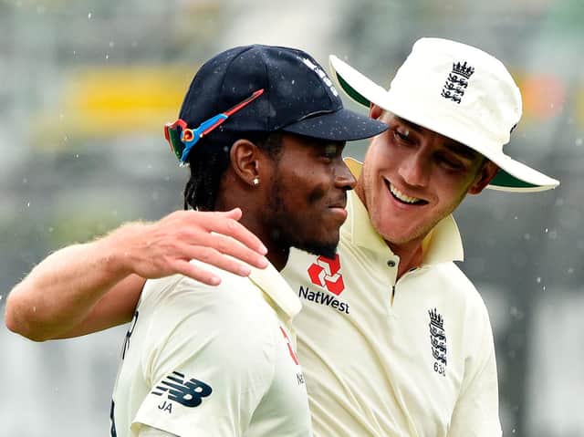 Jofra Archer with Stuart Broad during the final Test in Hamilton / Picture by Getty Images
