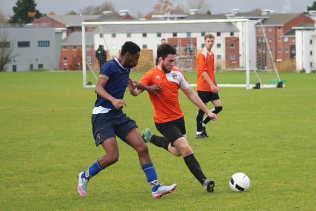 Football action at the University of Chichester / Picture by Morgan Hopkins