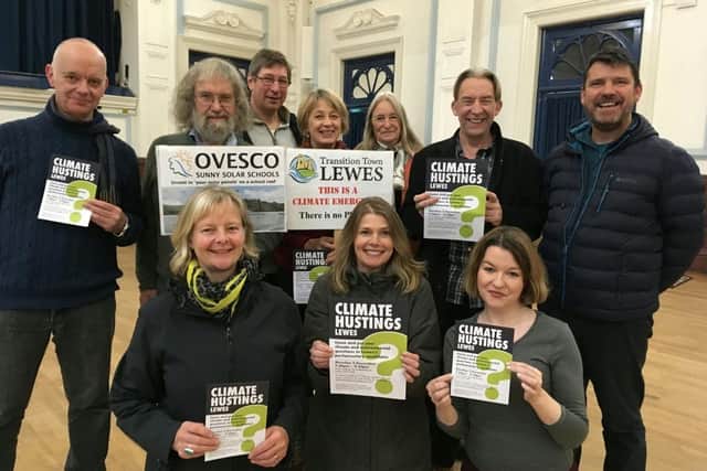 The climate hustings was held at Priory School in Lewes on Monday
