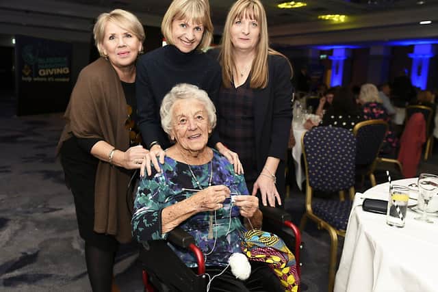 Granny Rosie with L-R Susy Pitt, Kate Mosse (Author) and Granny's daughter in law and Trish Beldam (Picture: Liz Pearce)