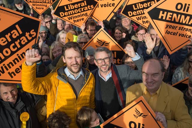 Steve Coogan with Lib Dems candidate Oli Henman in Lewes.

Picture: Roz Bassford