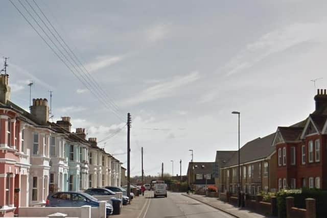 The alleged dog attack happened in Royal George Road, Burgess Hill. Picture: Google Street View