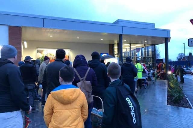 Customers queuing outside the new Horsham Lidl. Photo courtesy of Annabel Morgan