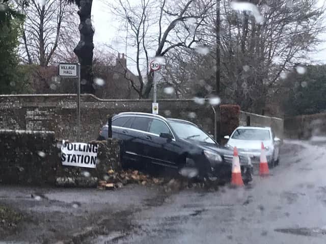 The car outside the village hall this morning (Thursday December 12)
