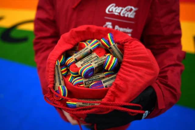 Rainbow laces were handed out at the Amex Stadium last Sunday