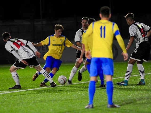Action from Lancing v Eastbourne United