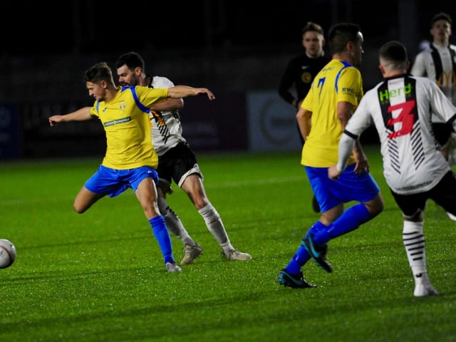 Action from Lancing v Eastbourne United