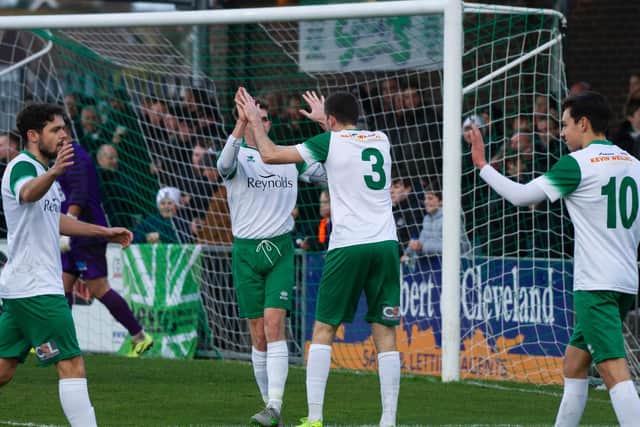 Celebrations as Bognor put seven past Cray / Picture: Tommy McMillan