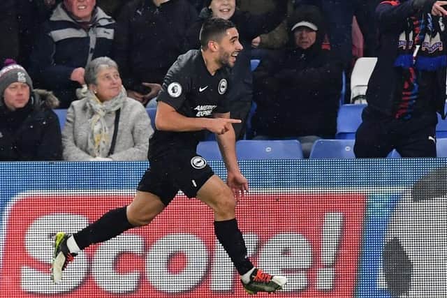 Brighton and Hove Albion striker Neal Maupay scored his seventh goal of the season against Crystal Palace