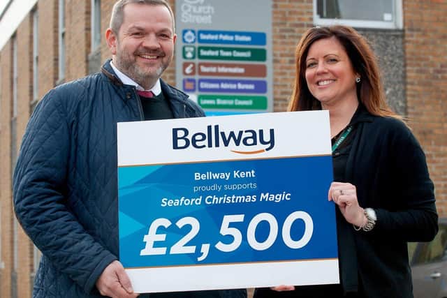 Mark Harrop, sales director of Bellway Kent with Sharan Brydon of Seaford Town Council