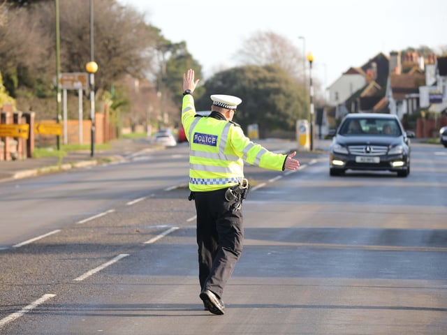 Officers checking drivers in Upper Shoreham Road, Shoreham