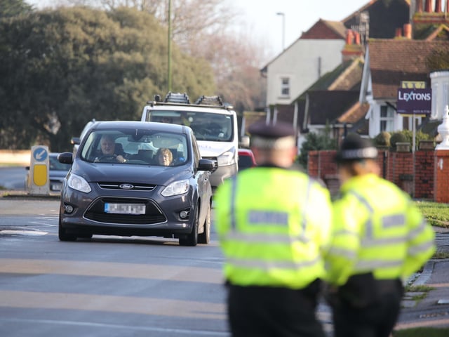 Officers checking drivers in Upper Shoreham Road, Shoreham