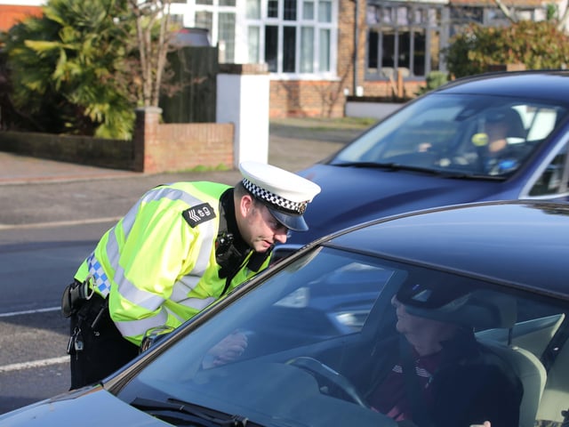 Officers checking drivers in Upper Shoreham Road, Shoreham