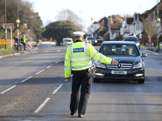 Officers checking drivers in Upper Shoreham Road, Shoreham
