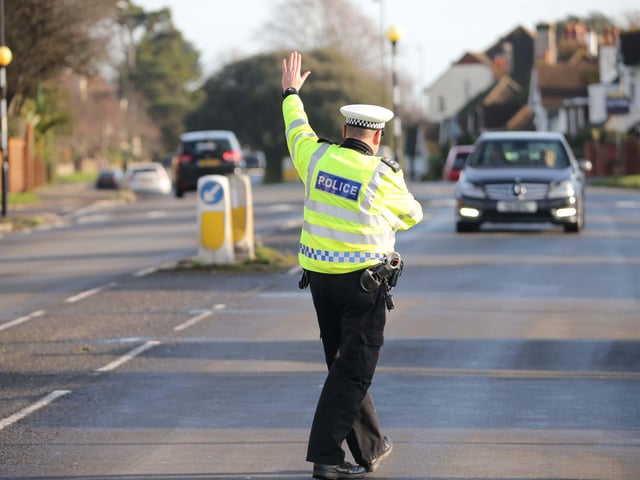 Officers checking drivers in Upper Shoreham Road, Shoreham