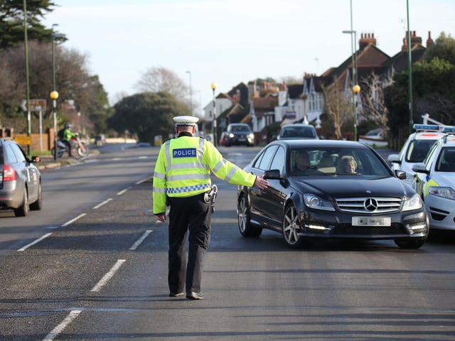 Officers checking drivers in Upper Shoreham Road, Shoreham
