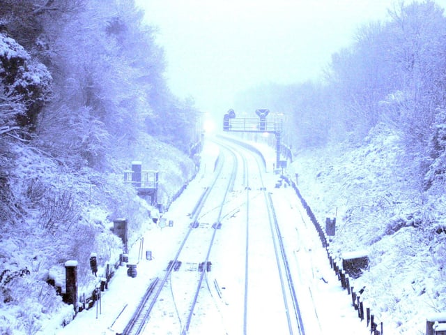 Snow on the railway line in Burgess Hill in December 2009
