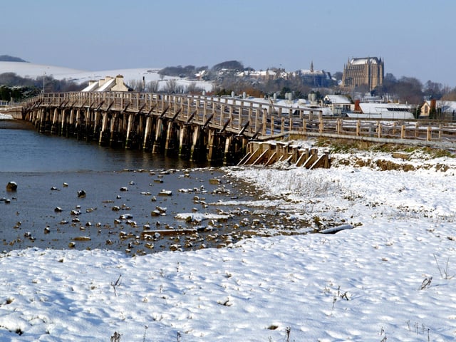 A snowy scene at the Old Toll Bridge in Shoreham in December 2009