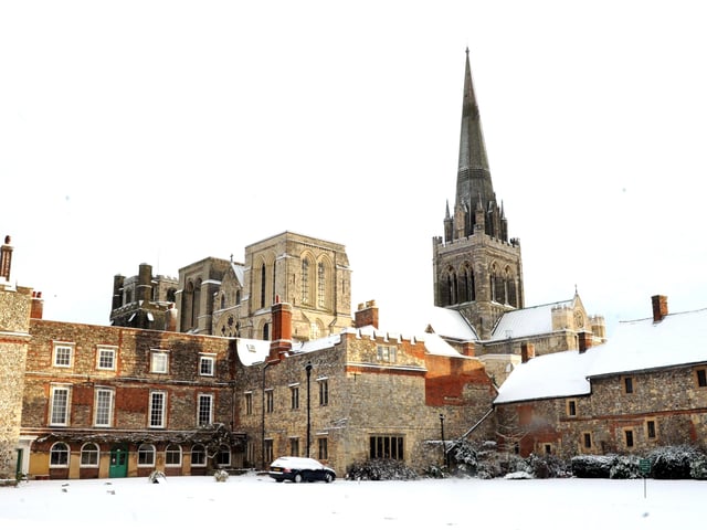 A snowy Bishop's Palace in Chichester in December 2010