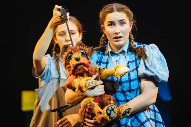 Ella O'Keeffe as Dorothy and Ellie Dickens as Toto. Photo by Helen Murray