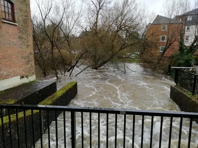 A torrent of water is flowing down the Arun