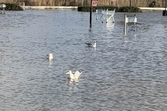 Tesco’s car park in Bognor Regis has been left under water after more flooding over the weekend. SUS-191223-143707001