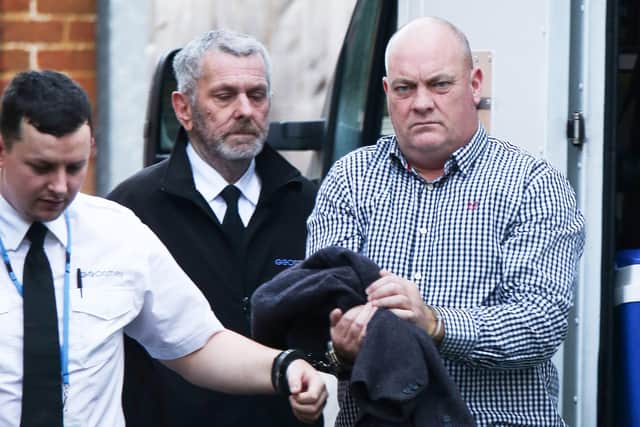 James Satterley (right) outside Lewes Crown Court today