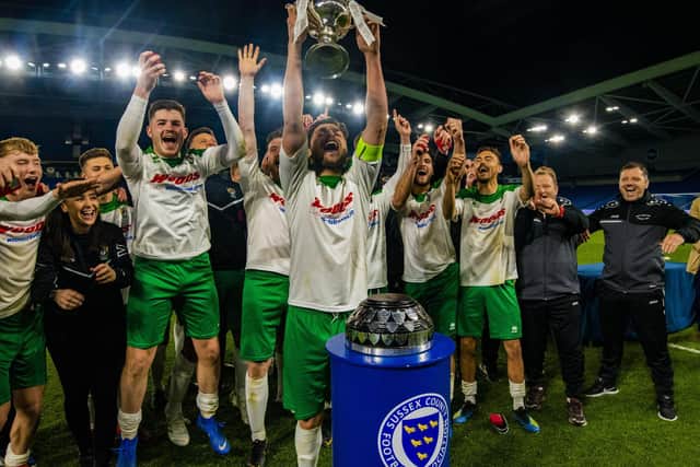 Bognor lift the Sussex Senior Cup / Picture by Tommy McMillan