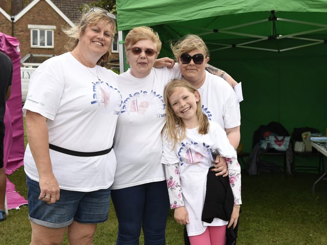Jamie's Wish Trust supporters Debbie Knight, Sue Mitchell, Charlie Mitchell and Brook Mitchell, nine, at the 2019 family fun day. Picture: Liz Pearce LP190911