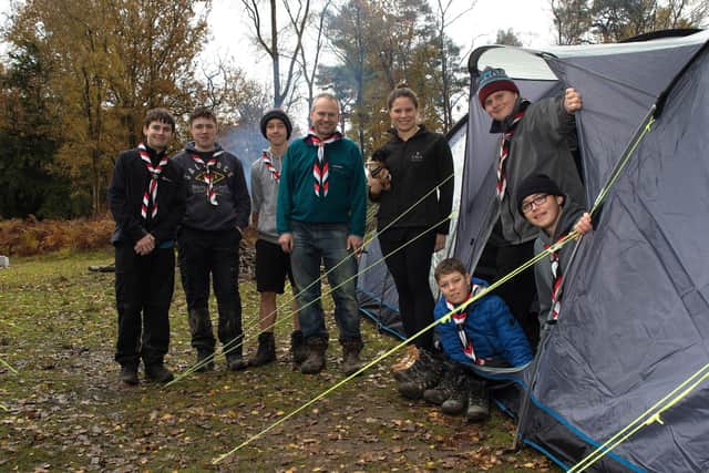 As part of their 2019 Community Bursary scheme, CALA Homes has donated ?2,000 to Barracuda Explorers, a Scouts group based in Adur, East Sussex. CALA Homes representative Lauren Ryan met with the Barracuda Explorers and Group Scout Leader Andy Fellingham at Broadstone Warren campsite near Forest Row, East Sussex.
Picture shows: 
CALA Homes representative Lauren Ryan with the  Barracuda Explorers at Broadstone Warren campsite near Forest Row. SUS-200301-092904001