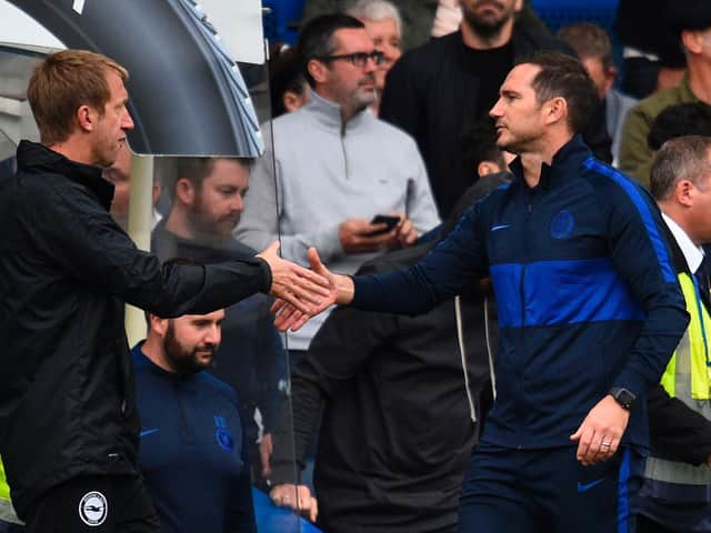 Brighton and Hove Albion head coach Graham Potter and Chelsea manager Frank Lampard will meet once again at the Amex Stadium