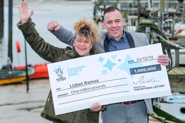 Shoreham lottery winner Lizbet Ramus with her son Reggie