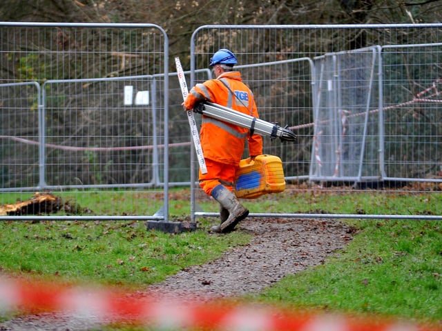 Embankment work just north of Wivelsfield station, Burgess Hill is causing travel disruption as Leylands Road is closed at the bridge, causing extra traffic to go along Junction Road. Pic Steve Robards SR20010102 SUS-200201-141936001