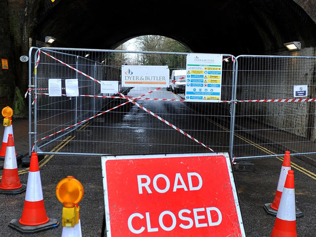 Embankment work just north of Wivelsfield station, Burgess Hill is causing travel disruption as Leylands Road is closed at the bridge, causing extra traffic to go along Junction Road. Pic Steve Robards SR20010102 SUS-200201-141831001