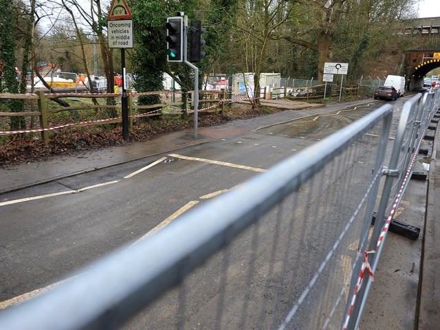 Embankment work just north of Wivelsfield station, Burgess Hill is causing travel disruption as Leylands Road is closed at the bridge, causing extra traffic to go along Junction Road. Pic Steve Robards SR20010102 SUS-200201-141853001
