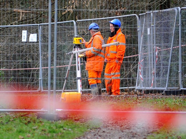 Embankment work just north of Wivelsfield station, Burgess Hill is causing travel disruption as Leylands Road is closed at the bridge, causing extra traffic to go along Junction Road. Pic Steve Robards SR20010102 SUS-200201-141948001