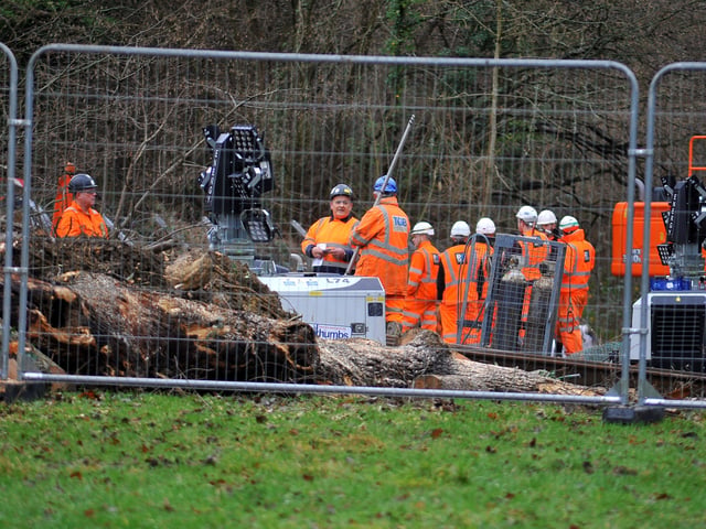 Embankment work just north of Wivelsfield station, Burgess Hill is causing travel disruption as Leylands Road is closed at the bridge, causing extra traffic to go along Junction Road. Pic Steve Robards SR20010102 SUS-200201-141959001