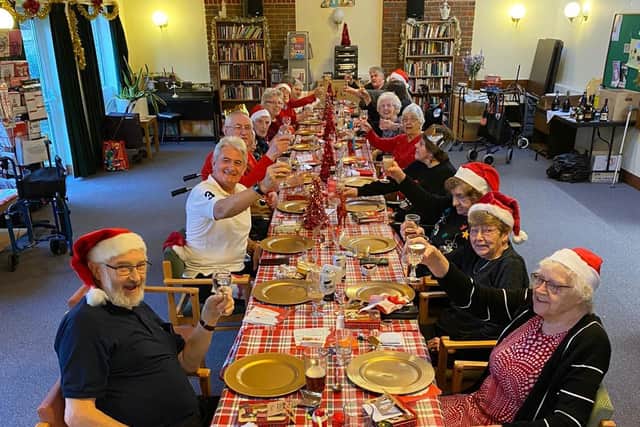 Residents enjoying their Christmas dinner