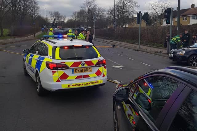 Southgate Avenue in Crawley was closed due to a 'serious' crash. Photo courtesy of Crawley Police