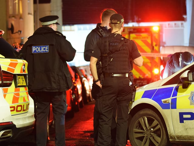 Officers at the scene in Newhaven on Monday night. Photo: Dan Jessup