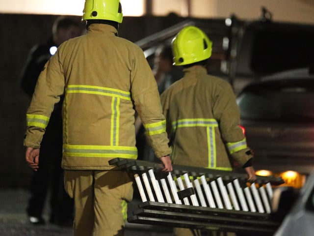 Eventually firefighters brought in a ladder to reach him on the roof