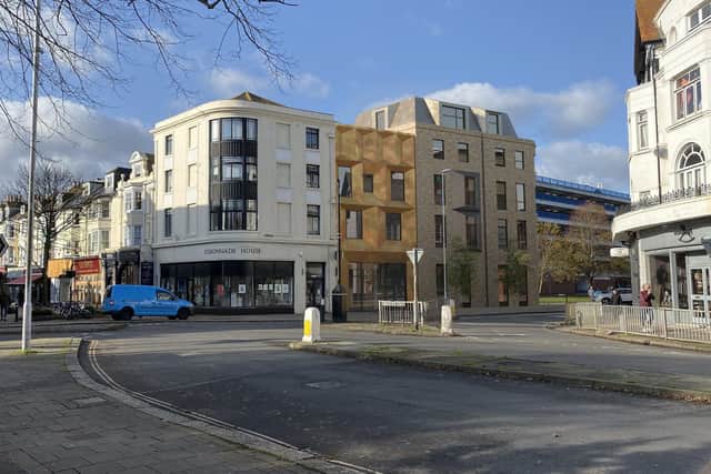 A CGI image of what the expansion of Colonnade House, on the corner of Warwick Street and High Street, Worthing, might look like. Picture: Worthing Borough Council