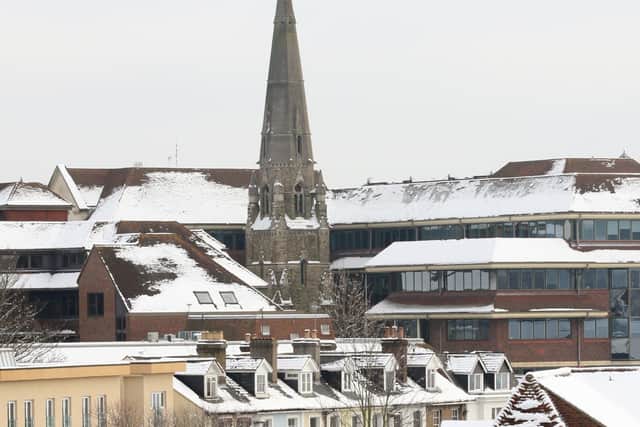 Horsham town centre. View from Swan walk car park. Photo by Steve Cobb