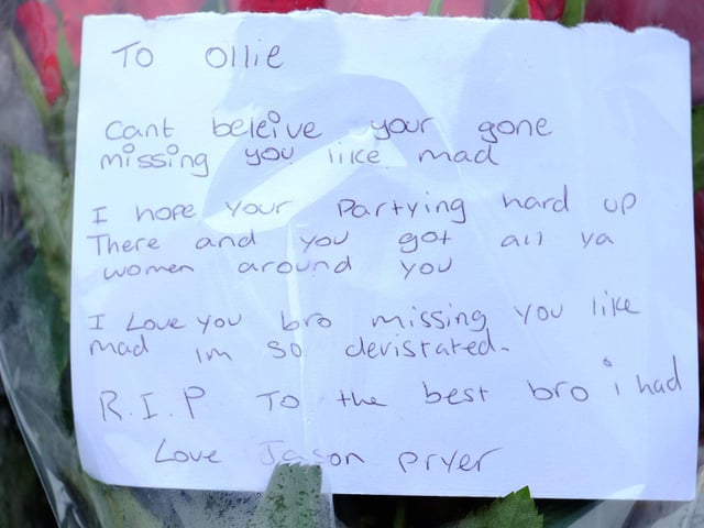 Tributes and flowers laid for Newhaven stabbing victim Ollie Wells