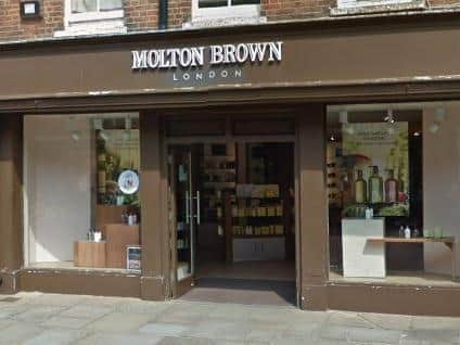 Molton Brown will cease trading in East Street, Chichester later this week. Photo: Google Street View