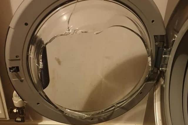 Emma said the washing machine 'completely exploded'.