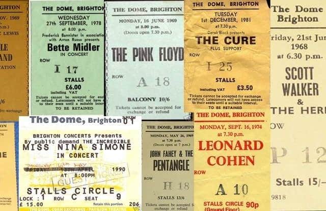 Brighton Dome ticket stubs from the past